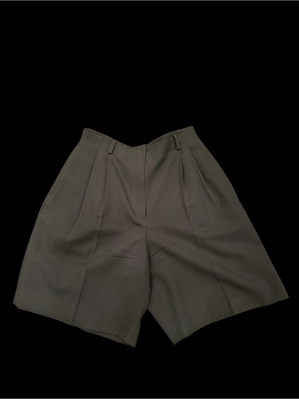 VTG Liz Claiborne Wool Shorts Womens 12 Black Pleated High Waist Lined  90s  26W